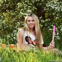 Blonde girl in the nature