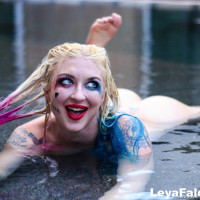 Busty Leya nude and wet in the pool