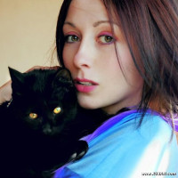 Cute cat lover brunette