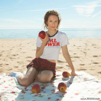 Horny teen on the shore