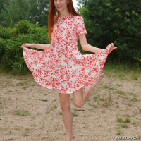 Ginger model in the woods