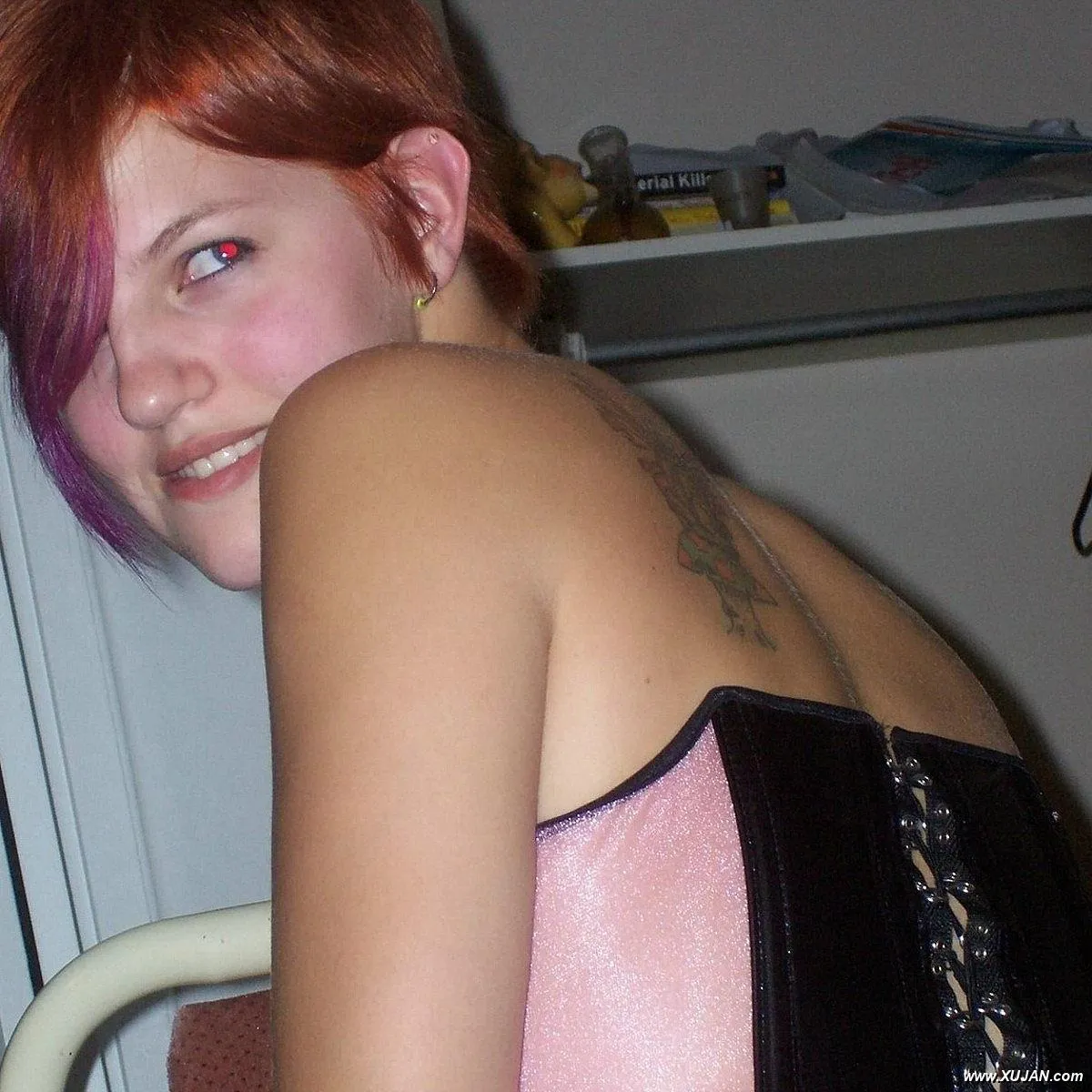 Pink hair cutie in a tight corset - Photo #96530