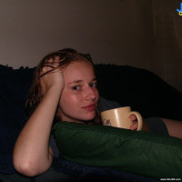 Petite redhead teen shows her tits
