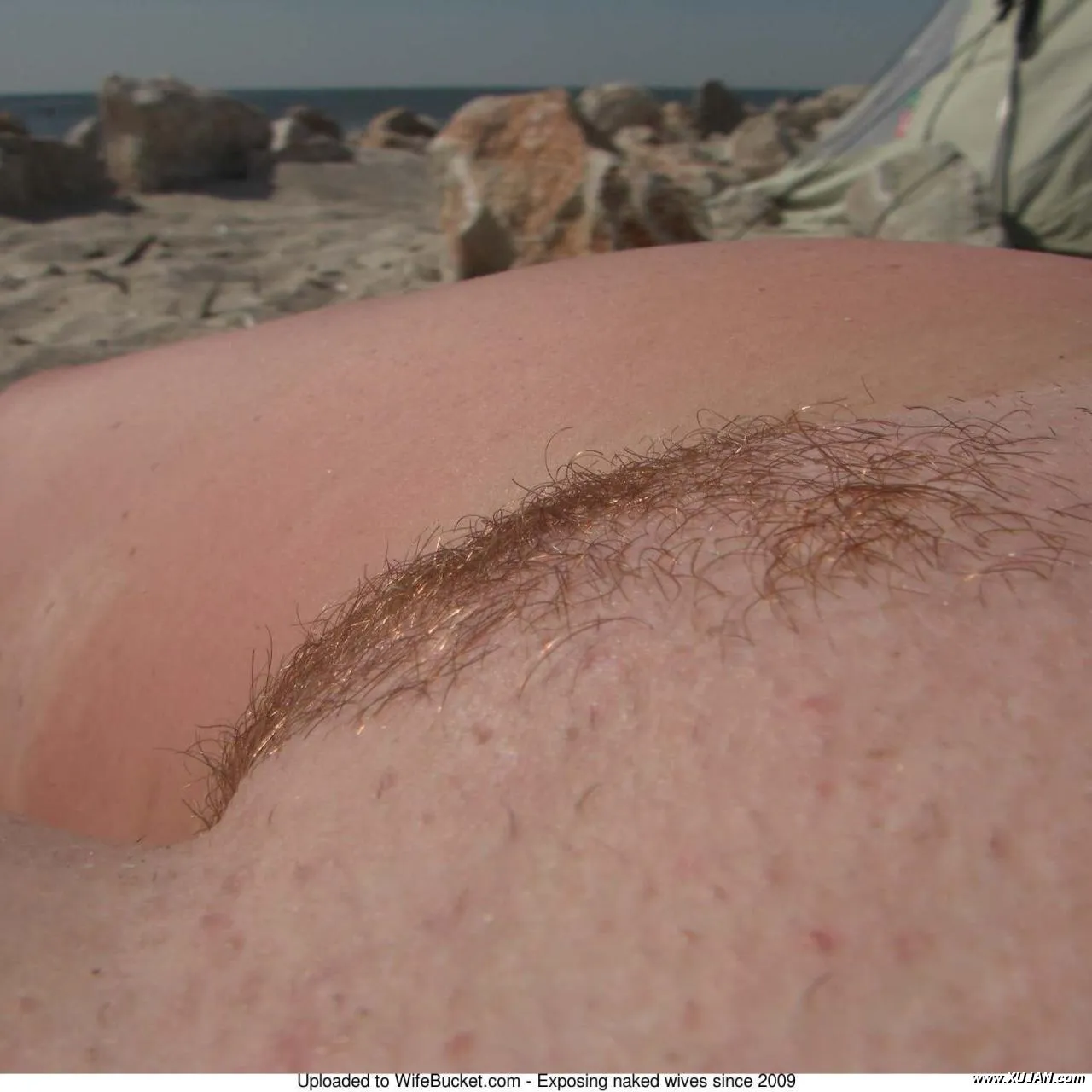 tanning her pussy on the beach - Photo #101582