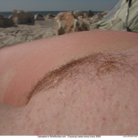 tanning her pussy on the beach