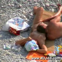 Hot young couple teases each other in public