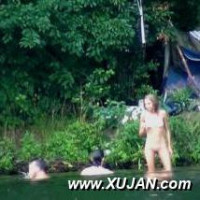 Hot naked blonde is eager to get into the water
