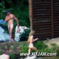 Hot naked blonde is eager to get into the water
