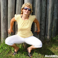 Blonde Hungarian MILF has some dirty fun outdoors