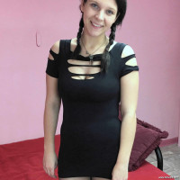 Brianna Stars in torn pantyhose and fucking her toy