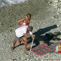 Mature couple gets horny while exploring the seaside
