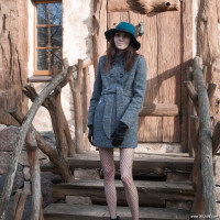 Maia strips naked showing off her new grey hat