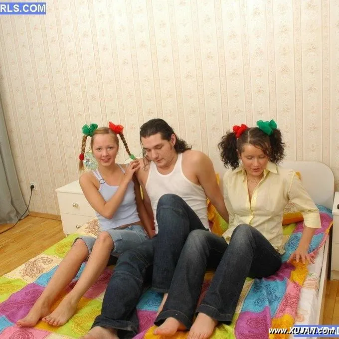 Couple of spoiled coeds going wild with horny guy - Photo #164851