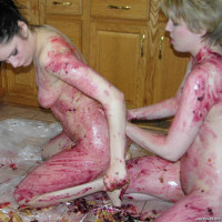 Ginger and Veronica have some messy fun with pies