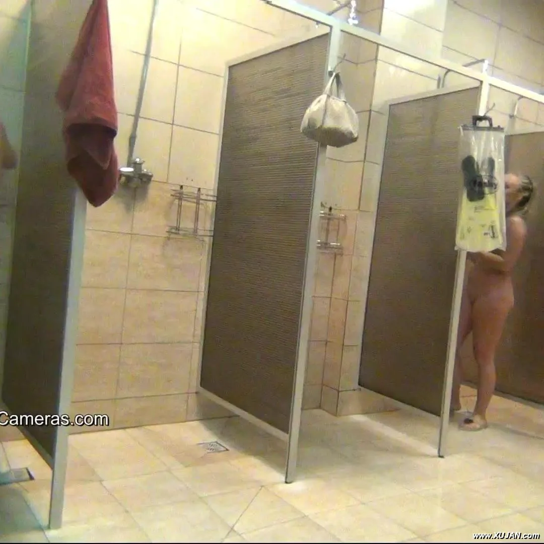 Hiding behind her shower cabin and getting soaked - Photo #168690