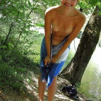 Slim teen totally nude on vacation