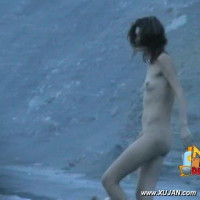 Skinny brunette teases people with her sexy body