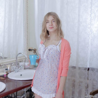 Kristinka shows off hairy body after makeup