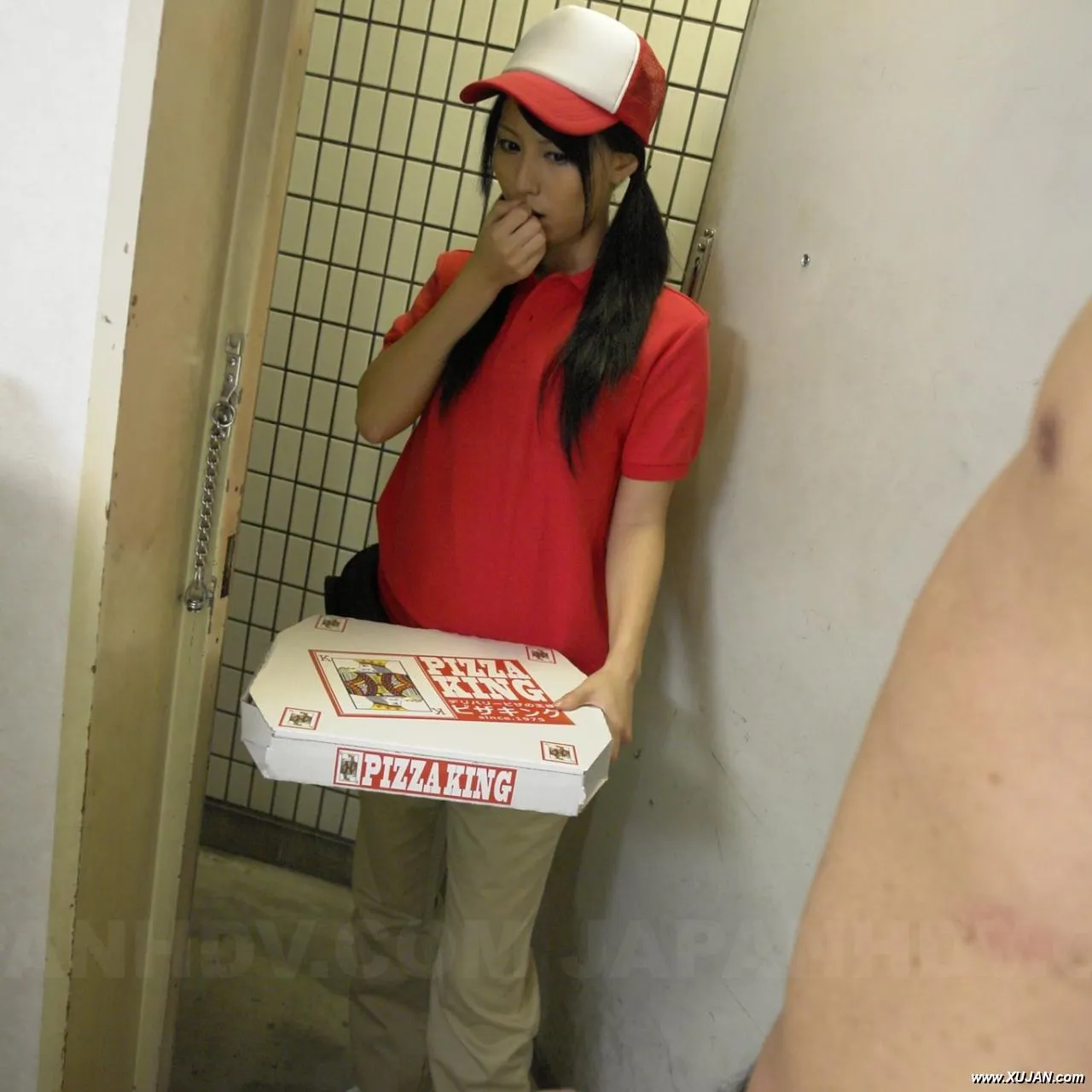 Miku Oguri strokes cock and has tits touched when delivering pizza - Photo #183674