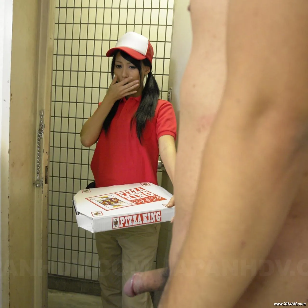 Miku Oguri strokes cock and has tits touched when delivering pizza - Photo #183677