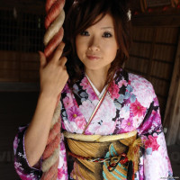 Asian Chiaki wearing a beautiful kimono visits different places