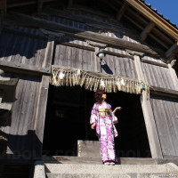 Asian Chiaki wearing a beautiful kimono visits different places