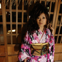 Asian Chiaki wearing a beautiful kimono visits different places