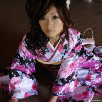 Asian Chiaki wearing a beautiful kimono visits different places