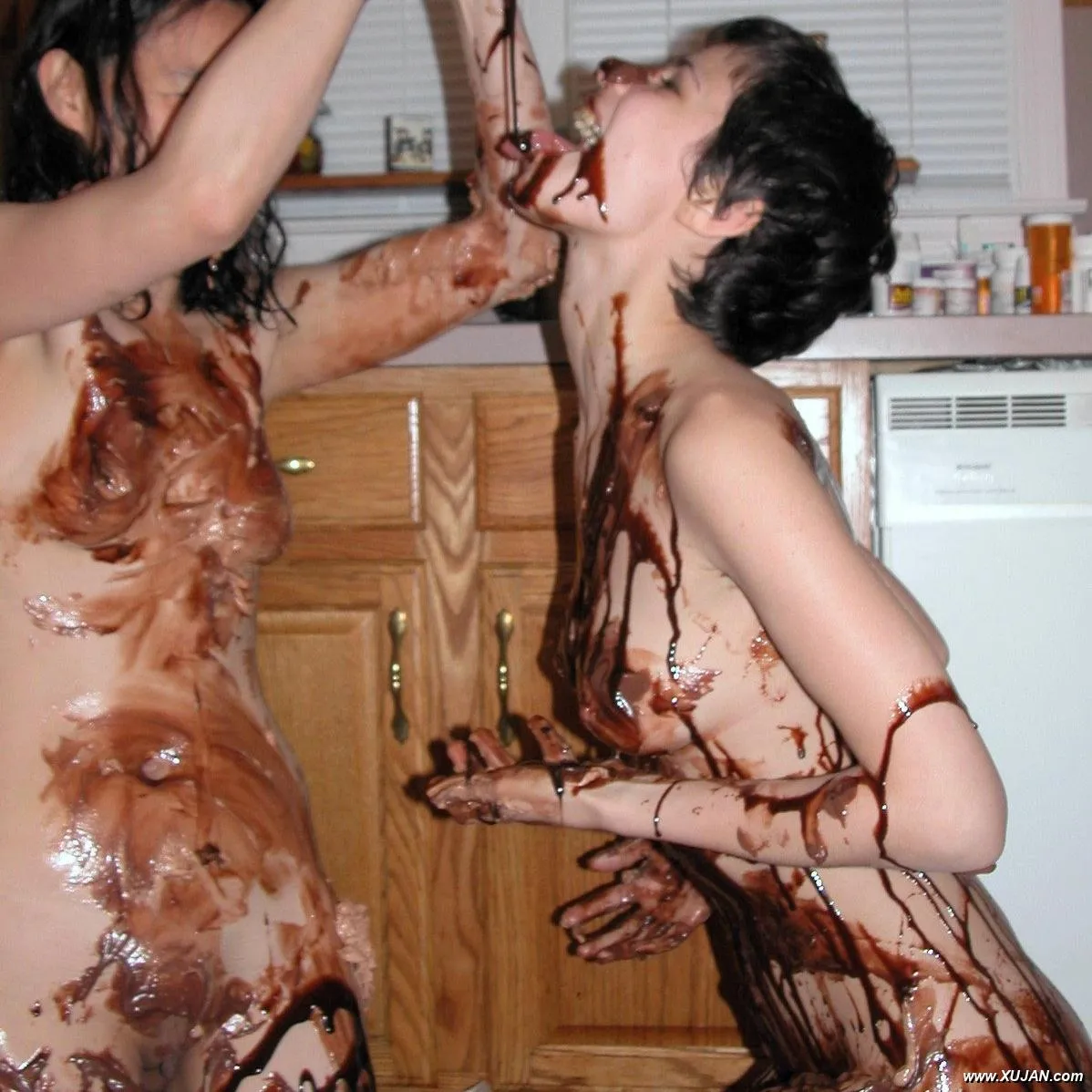 Exotic coeds Roxy and Colette covered in chocolate - Photo #197696