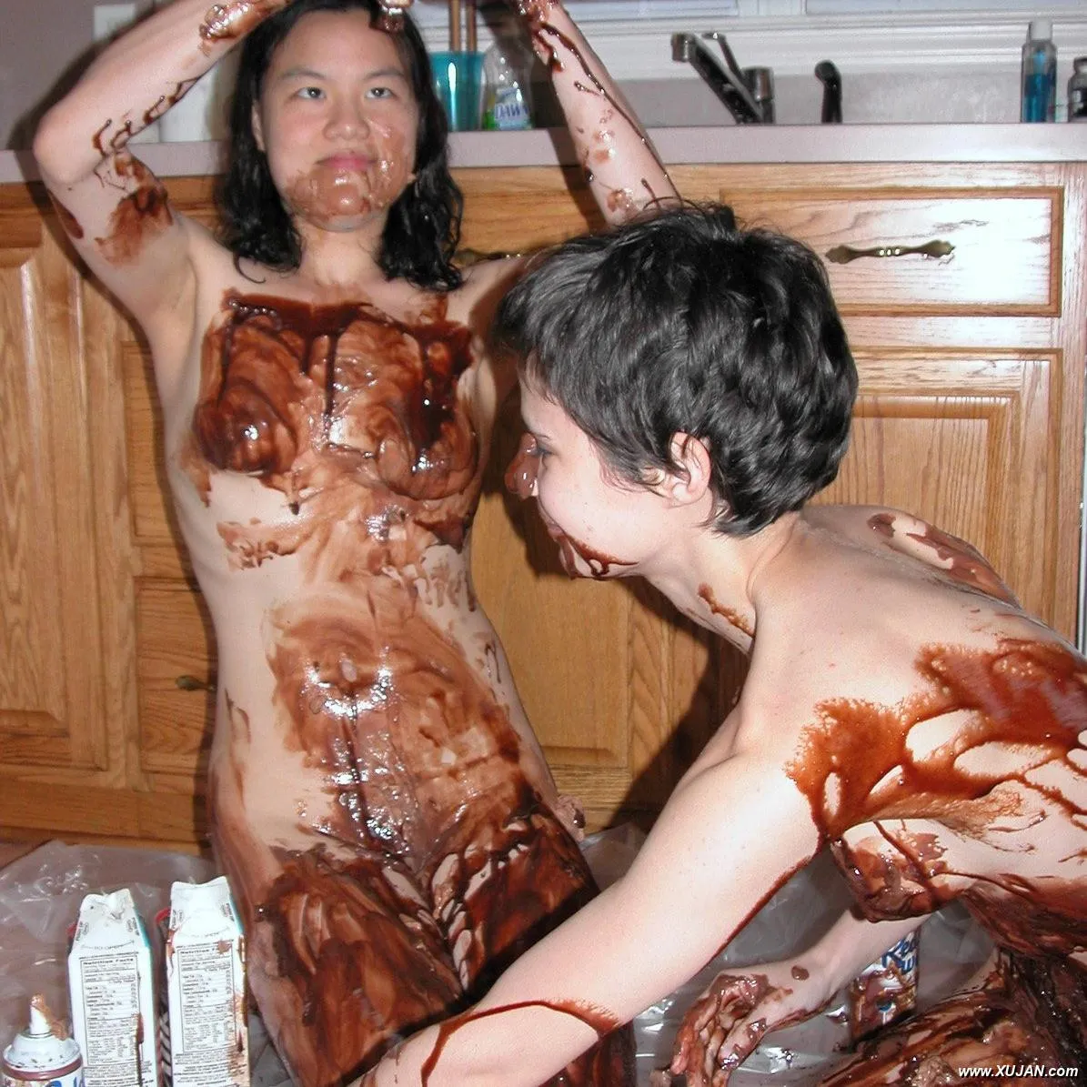 Exotic coeds Roxy and Colette covered in chocolate - Photo #197697