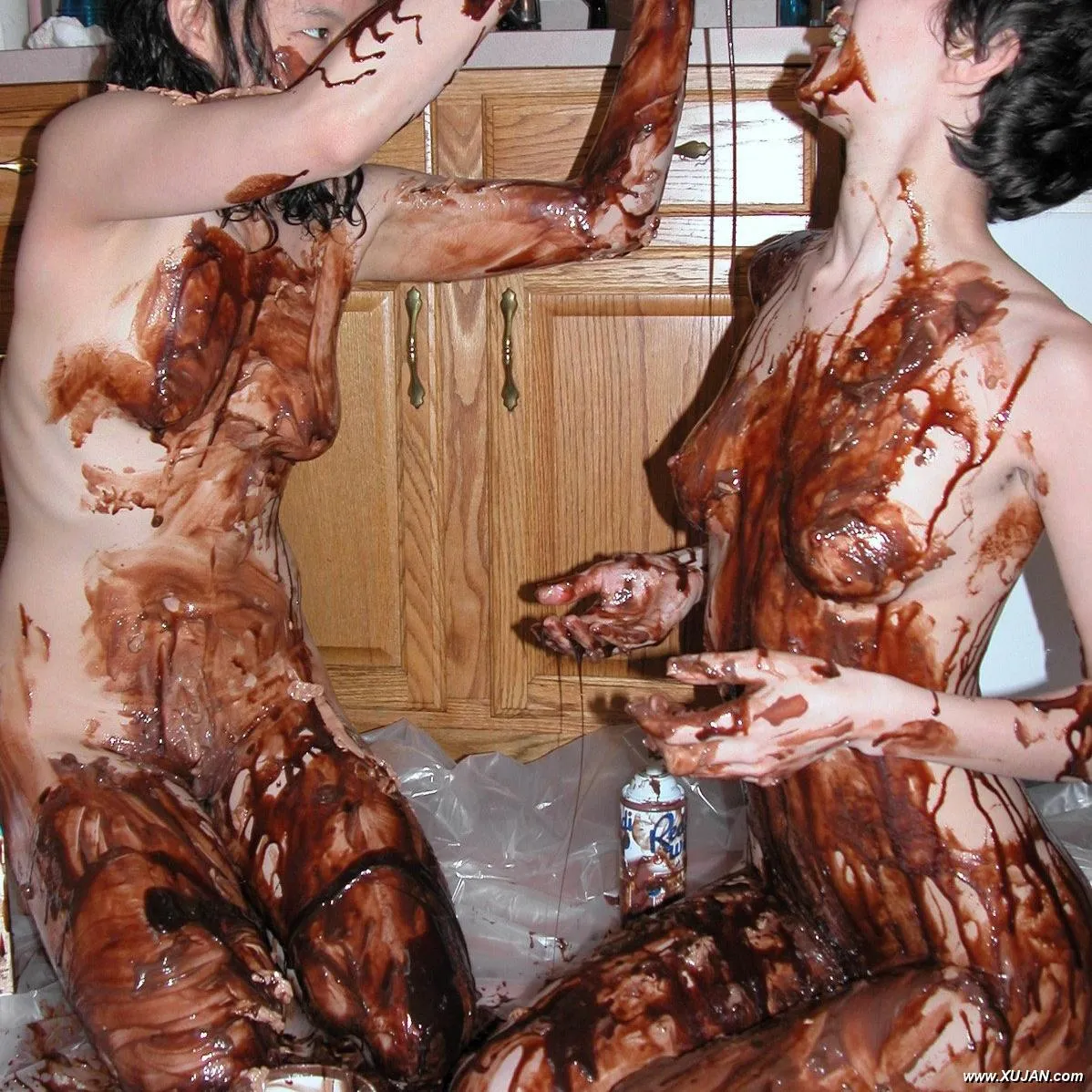 Exotic coeds Roxy and Colette covered in chocolate - Photo #197700