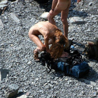 Shameless nudists anjoying sun and sex on the beach