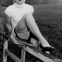 1960s stocking clad cuties show hairy pussy