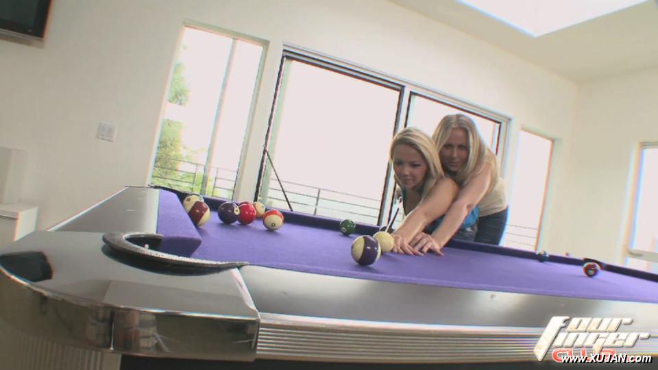Lesbian women Ashlynn Brooke Julia Ann appease pussies after shooting pool - Photo #292960