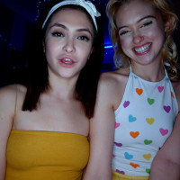 Young girls Chloe Cherry and Jane Wilde swap cum during a POV threesome
