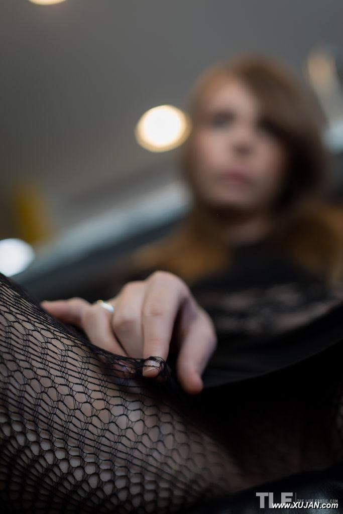 Hot teen Alex Blake pulls down her sexy pantyhose before rubbing her vagina - Photo #312158