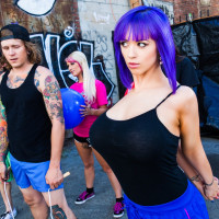Busty goth chick Larkin Love taking hardcore fuck and cumshot from BBC