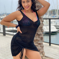 Latina chick Lilly Hall releases her big tits from a bikini before a blowjob