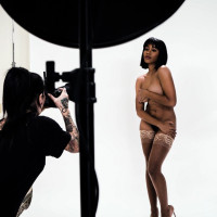 Nude model Katrina Jade and her man friend have a threesome with a black girl
