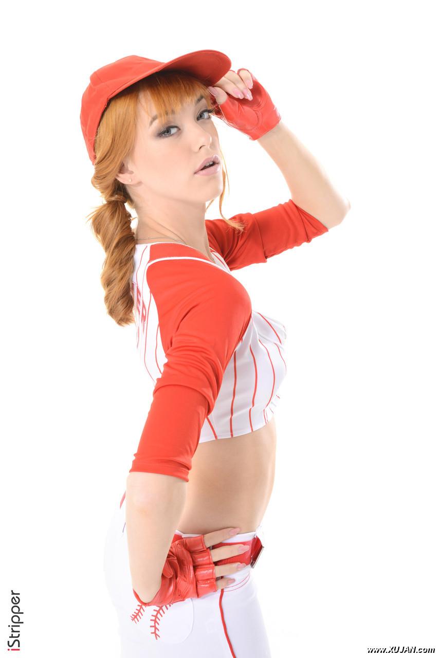 Hot redhead Anny Aurora grabs her bare ass after taking off baseball uniform - Photo #324411