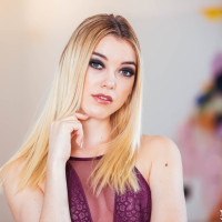 Beautiful blonde Anny Aurora wears ankle strap heels while having sex