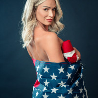 Hot blonde teen Emma Hix models by herself prior to seducing her man