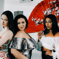 Natasha Nice and her stepdaughter Hazel Moore are with Vanessa Sky a