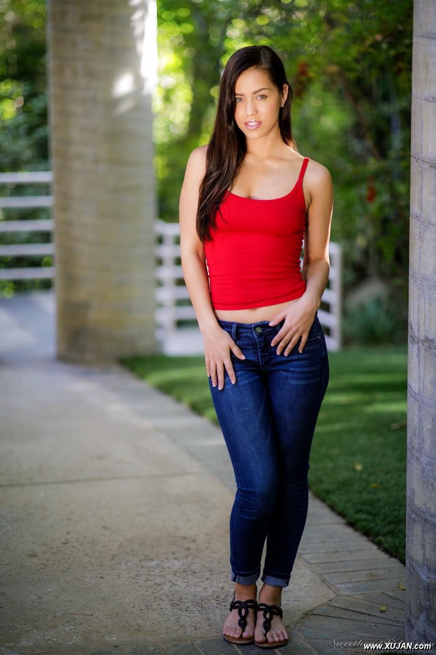 Sweet Latina teen Alina Lopez strips naked in the drive of a country home - Photo #341458