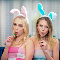 Braylin Bailey and Kyler Quinn are in the Easter spirit Wearing their bunny