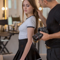 Amateur chick Lena Reif flashes her bare ass while seducing her photographer