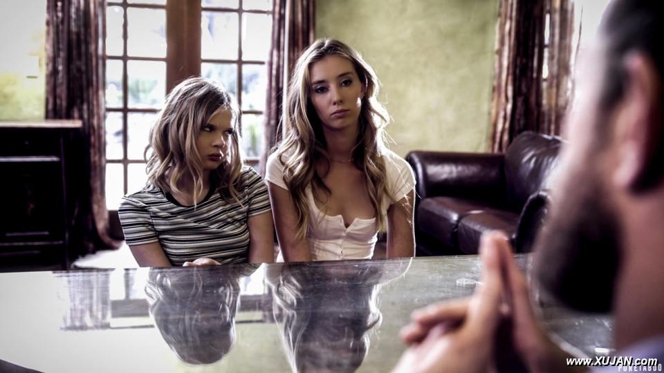 Teen stepsisters Haley Reed Coco Lovelock have lesbian sex before a 3some - Photo #357449