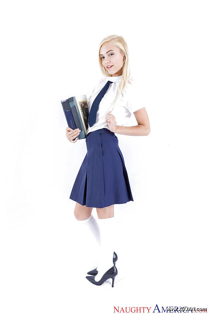 Non nude babe Alex Grey shedding schoolgirl uniform to model in stockings - Photo #357949