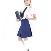 Non nude babe Alex Grey shedding schoolgirl uniform to model in stockings