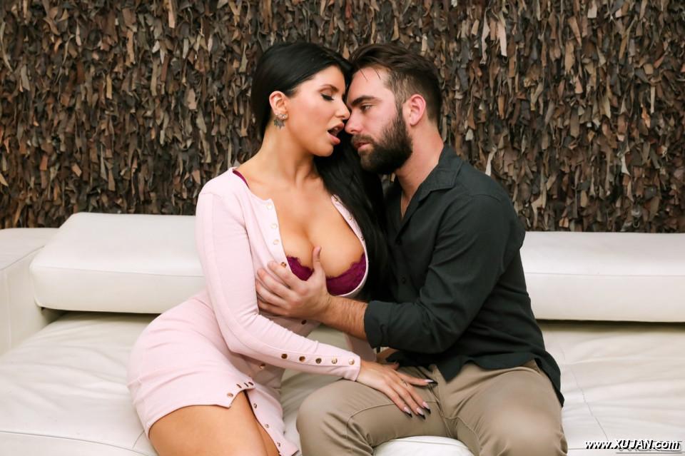 Busty brunette Romi Rain has sex with her man friend on a sofa - Photo #362145